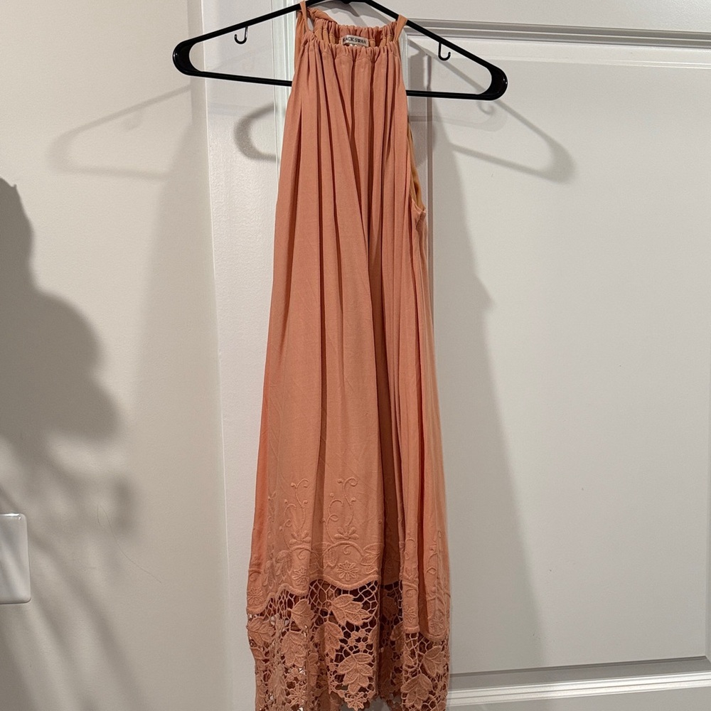 Black Swan Coral Halter Dress with Lace Detail